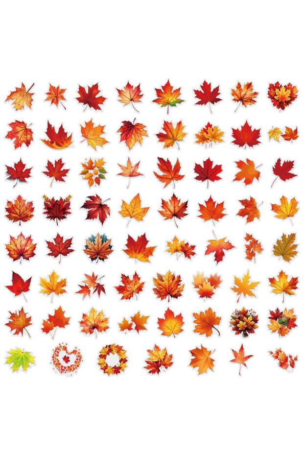 60PCS 60 Pieces Transparent Maple Leaf Sticker Pack - Waterproof Transparent PET Materials Decor for