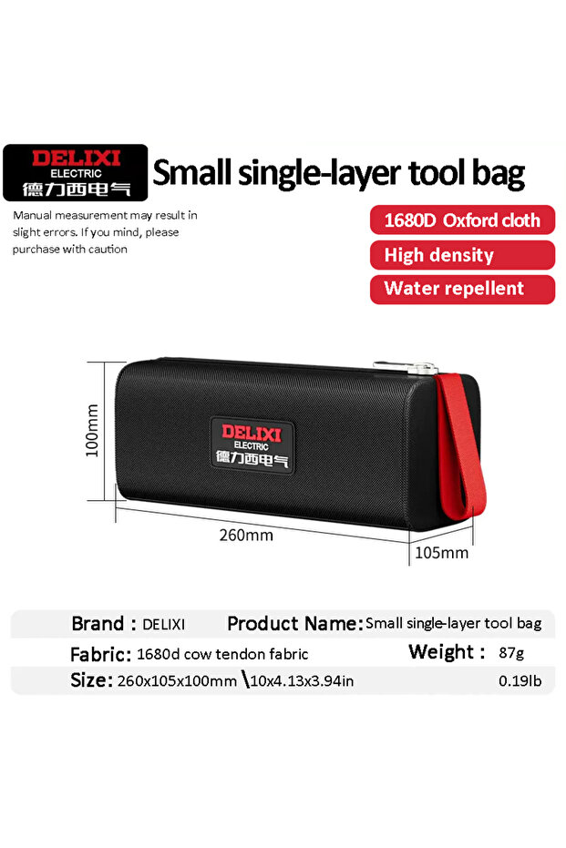 Small monolayer DELIXI ELECTRIC Tool Bag Oxford Cloth Portable Storage Bag, Professional Electrician