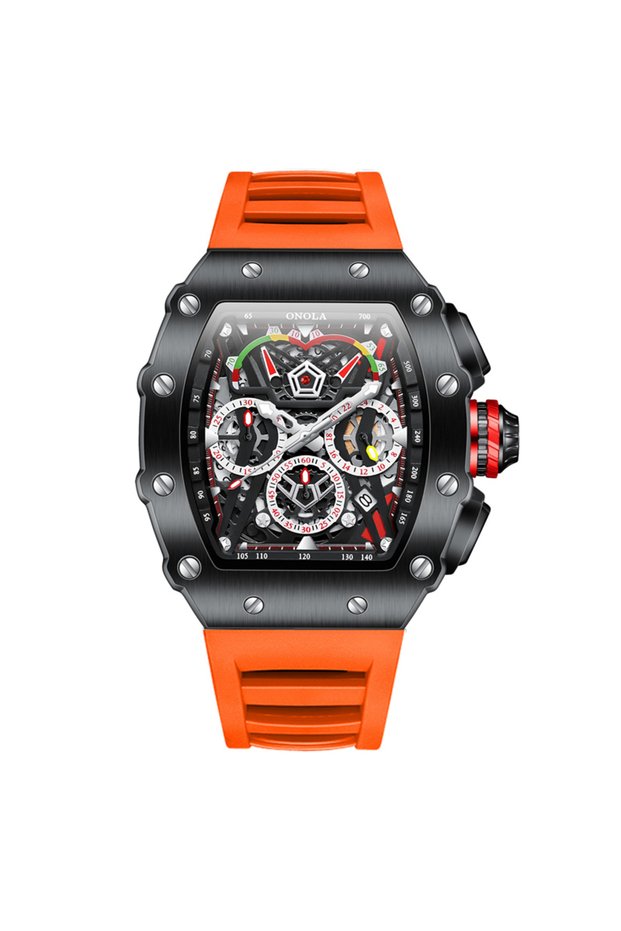orange ONOLA 2021 Top Brand Watch Men Luxury Multifunctional Luminous Waterproof Sports Chronograph