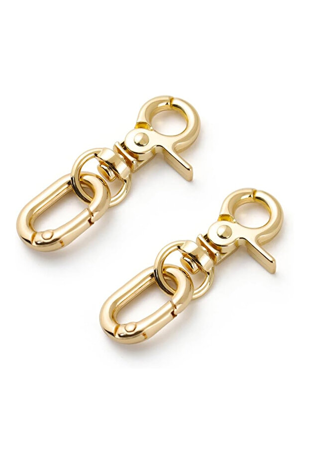 Gold 2pcs Double Opening Keychain Clip, Swivel Spring Snap Hooks for Lanyards Outdoor Keychain