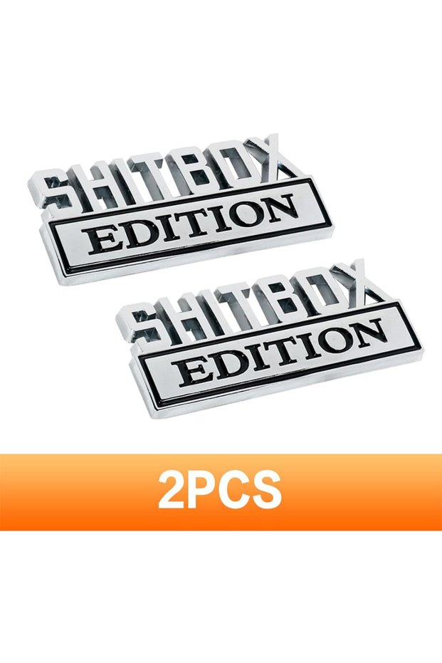 Silver-black 2 Pcs Shitbox Edition Badge,Car Exterior Logo,3D Fender Sticker Decal,Replacement,For G