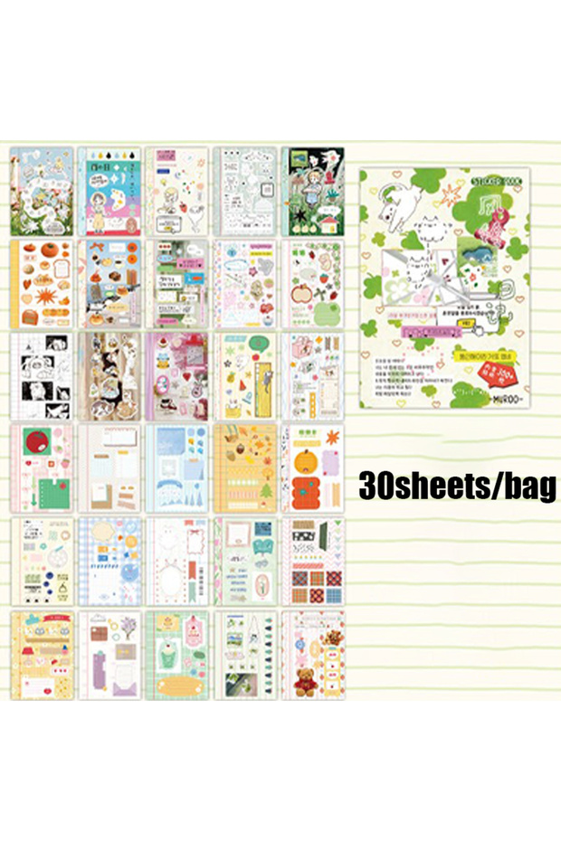 S29458-1 30 Sheets Kawaii M5 Sticker Book, Cute Cartoon Stickers for Planner Journal Phone Case Note