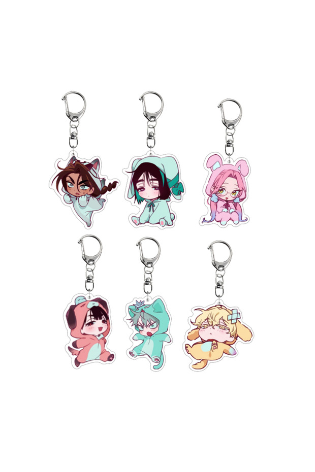 6PCS SET Anime Alien Stage Acrylic Keychains Luka Sua Till Ivan Hyuna Mizi Key Ring Cosplay Accessor