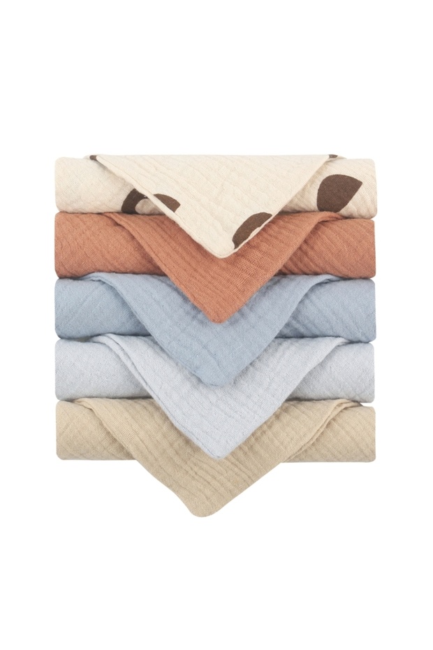 New-7 5PCS Soft Absorbent Gauze Cotton Baby Towels Wipe Face Cloths Towel Face Handkerchief Baby Bat