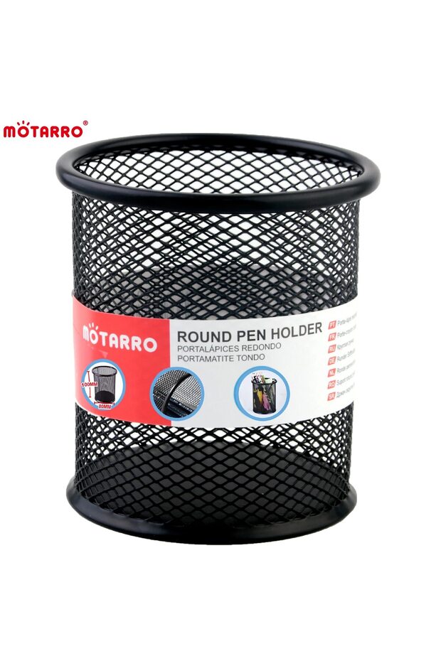 MI002-1 MOTARRO 1Pcs Pencil Holder Office Desk Metal Mesh Square Round Pen Pot Cup Case Container Or