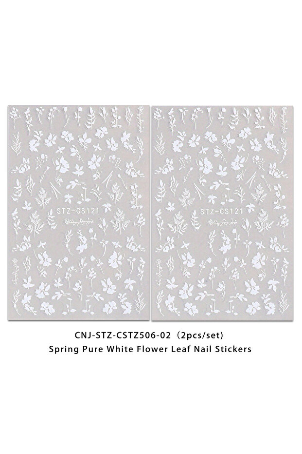 MULTI 2PCS Spring white flower nail stickers, easy to apply for nail decoration DIY, gifts, party an