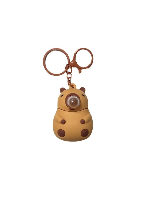 6 cm liaht brown Capibara Keychain Relief Pinch Happy Cute Doll Couple Bag Accessory Chain Car Penda