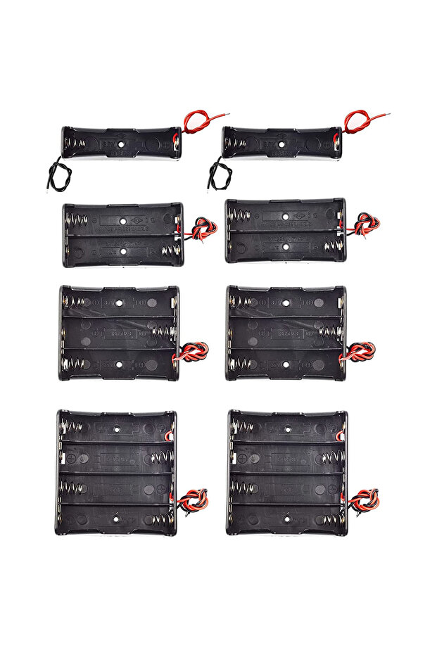 8PCS MIX 3pcs 18650 Battery Holder with Wire 3.7V,7.4V, 11.1V, 14.8V 18650 Battery Holder Box for Ba