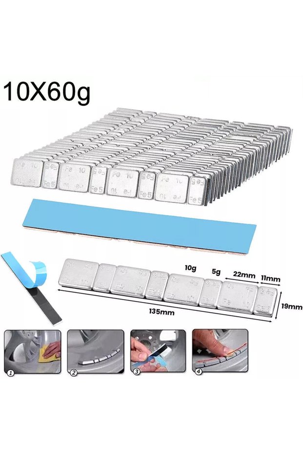10pcs Car Wheel Balancer Adhesive Wheel Balancing Weight Strips Lead Free Stick On 60g Top Quality