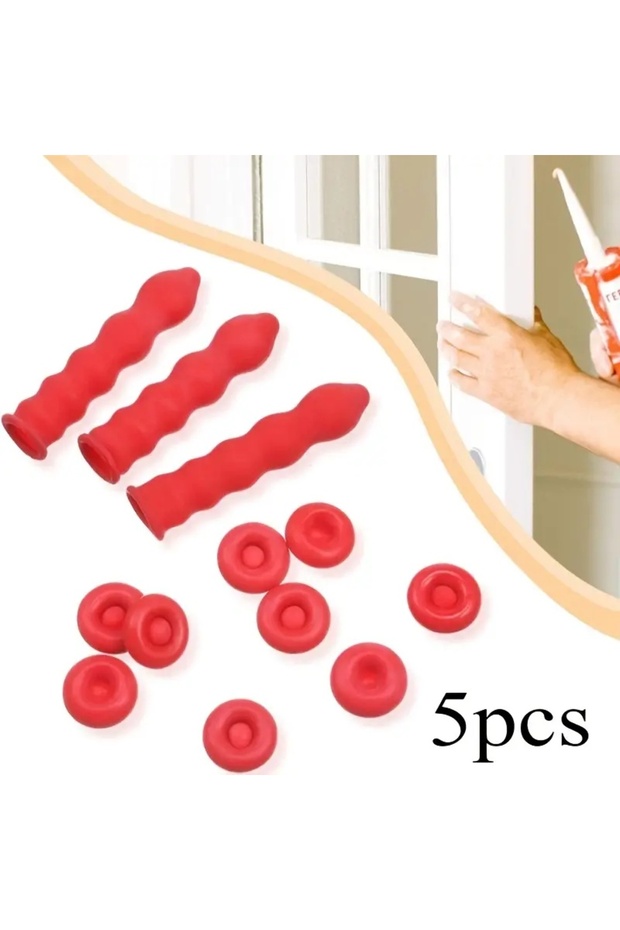 14mm Red 5pcs Red Silicone Caulk Saver Caps, Reseal & Preserve Open Tubes for Home & Outdoor Use