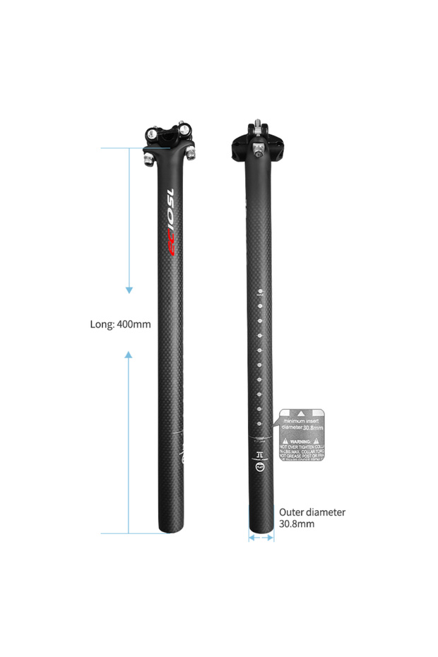 30.8X400 Matte Bicycle Seatpost Carbon 27.2/30.8/31.6*350/400mm Mountain Road Bike Seat Post 3K Carb