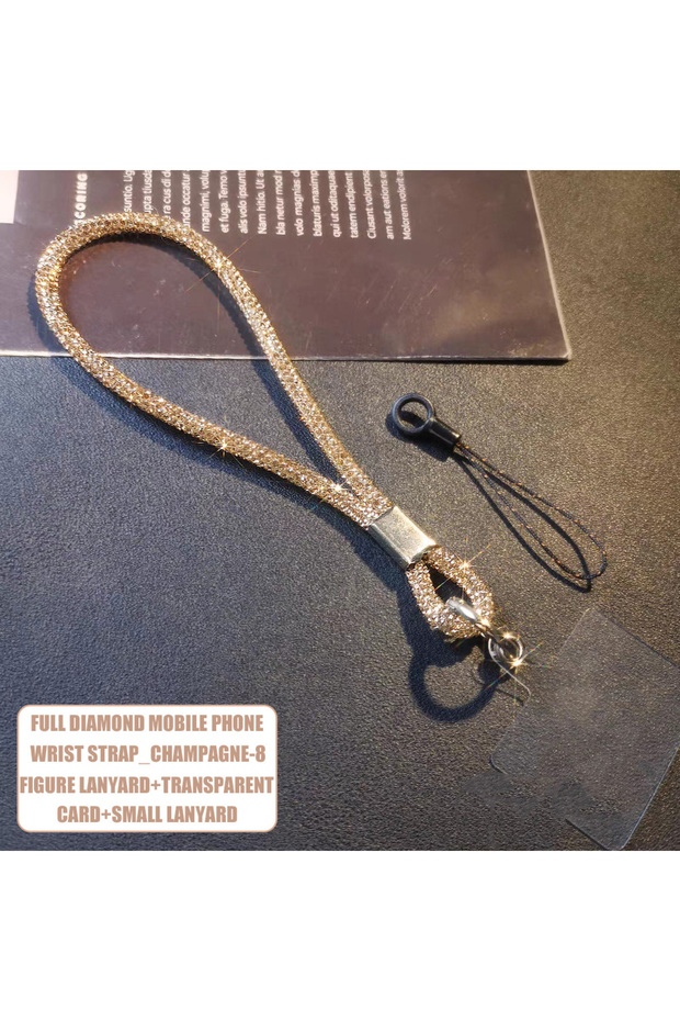 Champagne Lanyard Luxury Multicolor Mobile Phone Crystal Wrist Straps Glitter Rhinestone Phone Lanya