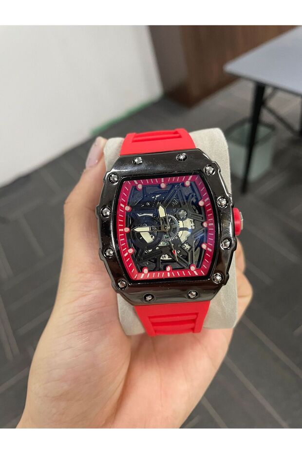 Red Men Watches Light Luxury Brand Domineering Beauty Trend Pentagram Luminous Wine Barrel Shaped M