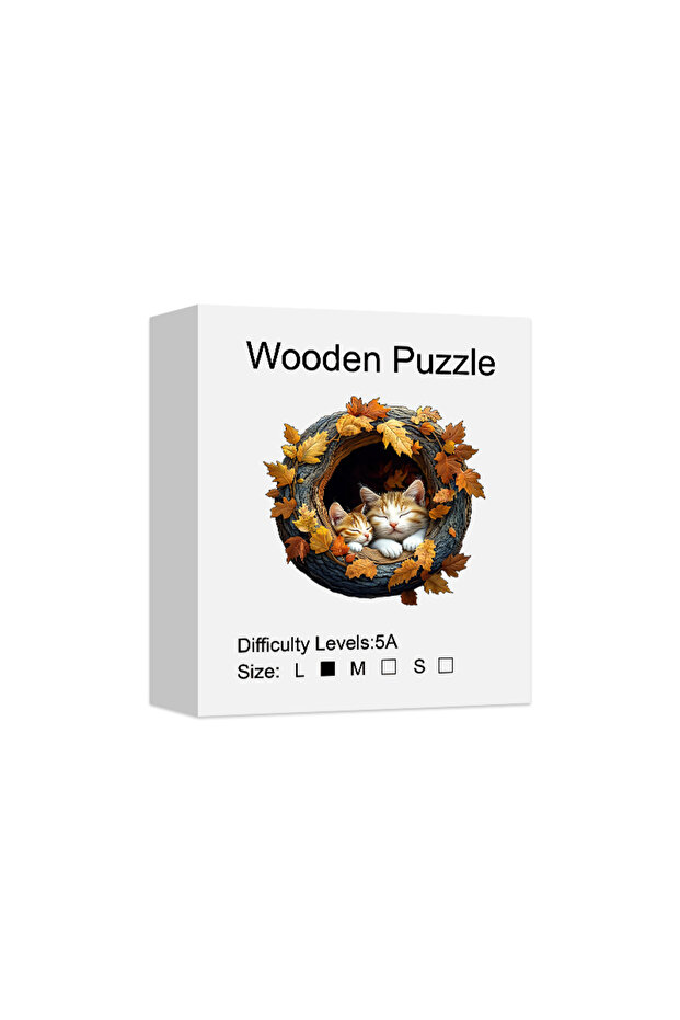 L Wooden Puzzle for Adults - Cats Puzzle, Unique Shape Wooden Jigsaw Puzzles, Modern Art Home Decor,