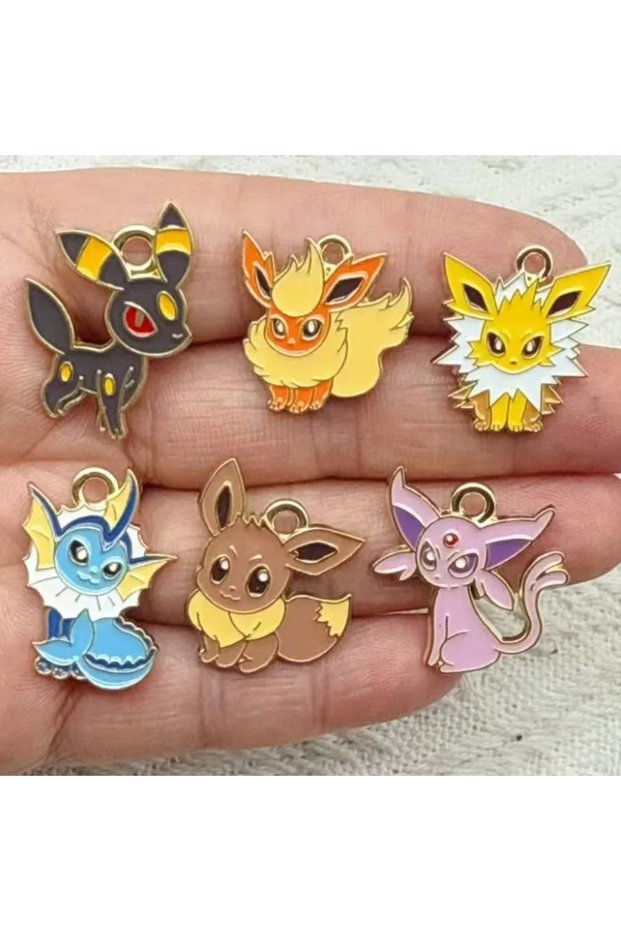 BROWN 10pcs Alloy Charm Japanese Cartoon Anime Character Earrings Pendant DIY Keychain Necklace Jewe