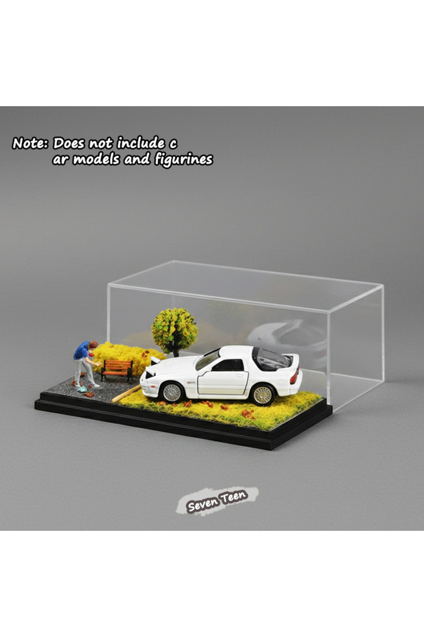 Autumn scene 1:64 Scale Car Model Scene Display Box Trendy Diecast Ornament Four Season Grass Base D