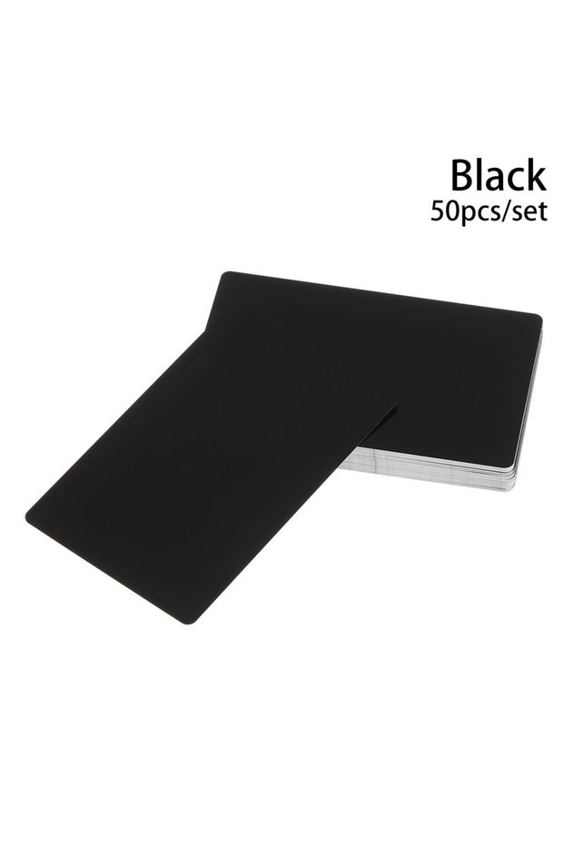 black 50Pcs Metal Business Cards Blank Name Laser Engraved DIY Aluminum Sheet Carte Engraving Blanks