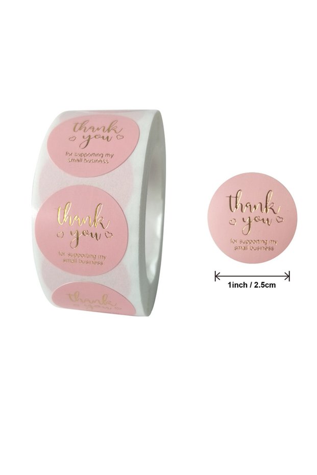 Other Pink Thank Business 500pcs Round Labels Kraft Paper Thank You Sticker Dragees Candy Bag Flower