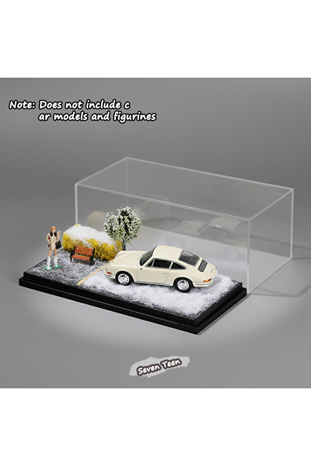 Winter scene 1:64 Scale Car Model Scene Display Box Trendy Diecast Ornament Four Season Grass Base D