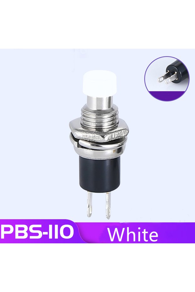 White 6PCS 6PCS PBS-110 7MM Momentary Push Button Switch Press The Reset Switch Momentary ON OFF Pus