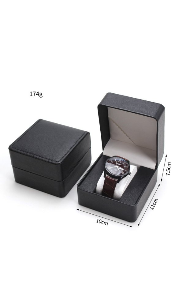 No handbag black Watch Storage Box PU Single Watch Display Case Wristwatch Watch Holder Travel Jewel