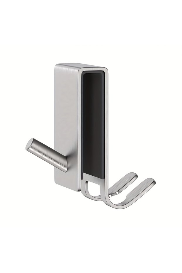 1pc silver Heavy-Duty Stainless Steel Door Mount Shower Hook - Space-Saving Bathroom Organizer - Dur