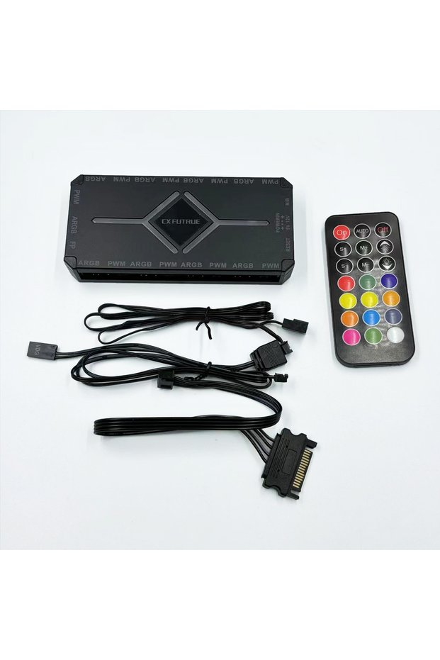 black PC ARGB Case Fan Controller - Remote Control Version ARGB/PWM Dual-Purpose Hub Motherboard Syn