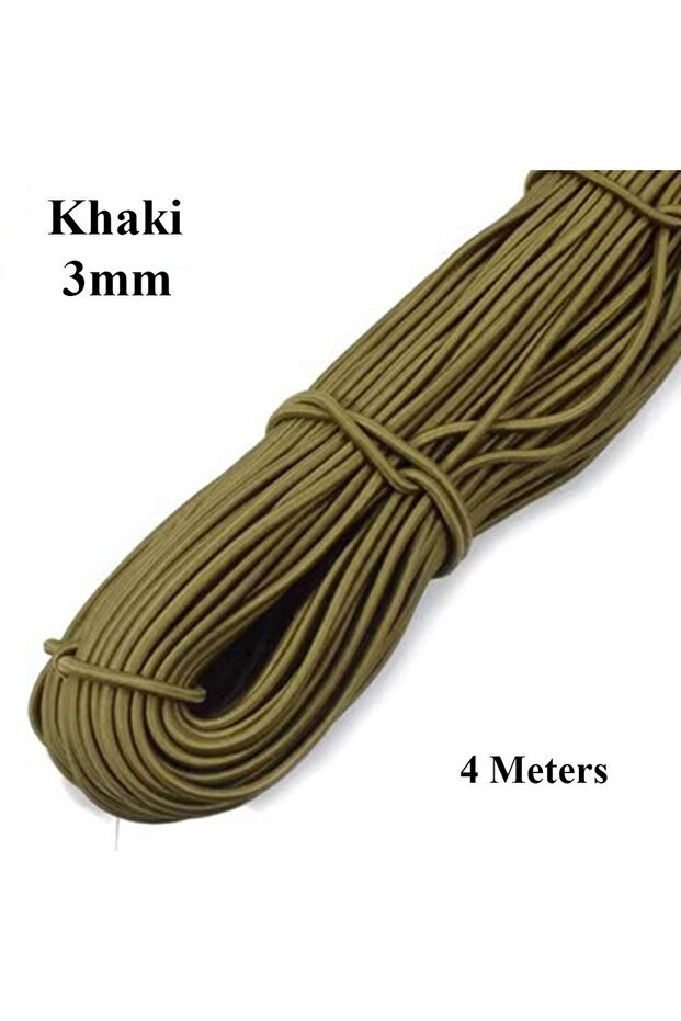 Khaki-3mm High-Quality Strong Elastic Rope 4 Colors Elastic Rope Rubber Band 4 Meters Length Sewing