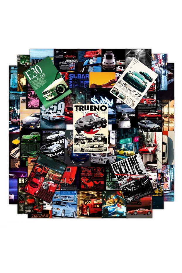 100Pcs 50/100PCS JDM Retrofit Racing Car Graffiti Stickers for Laptop Skateboard Luggage Guitar Bike