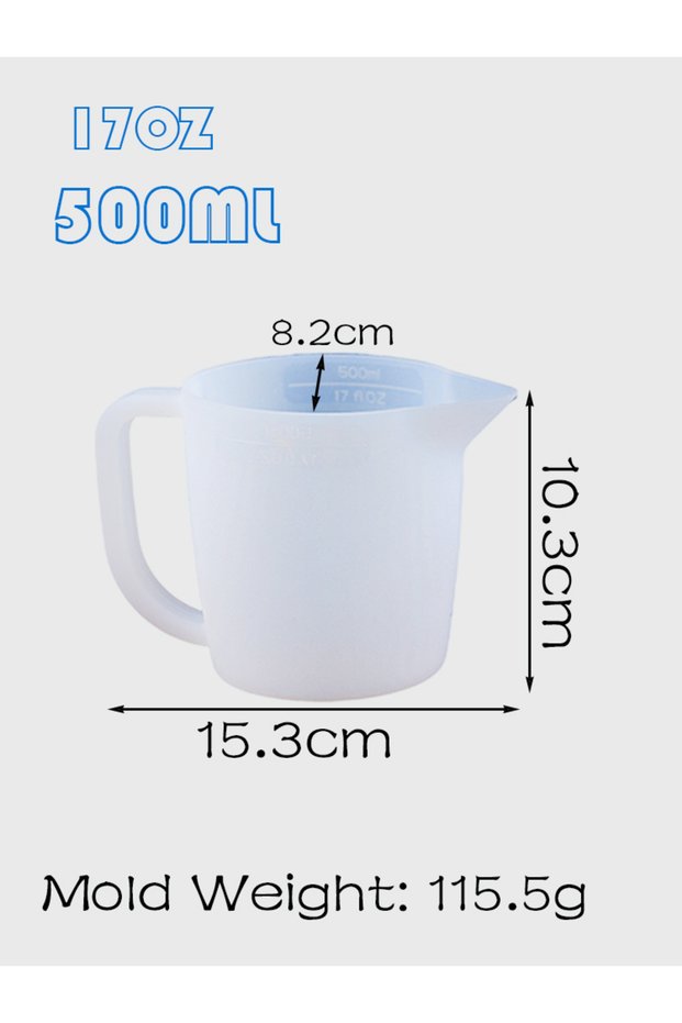 M 17oz-500ml 500ml Silicone Cup with Handle Scale DIY Epoxy Resin Glue Mixed Pigments Making Tools R