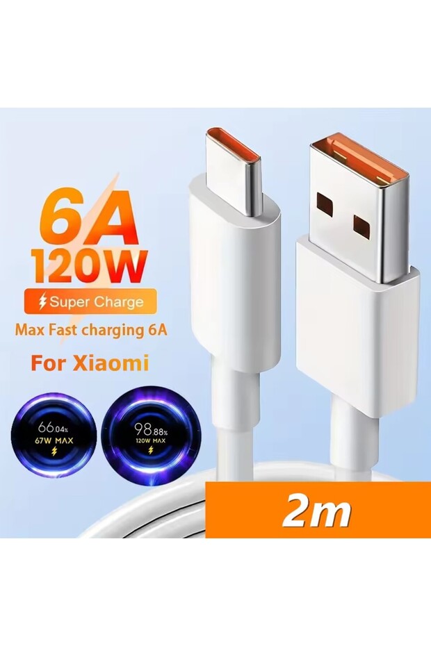 2m Turbo Fast Charging Type C Cable 6A 67W 90W 120W For Xiaomi 11 12 13 14 15 Ultra Redmi Note 11 11
