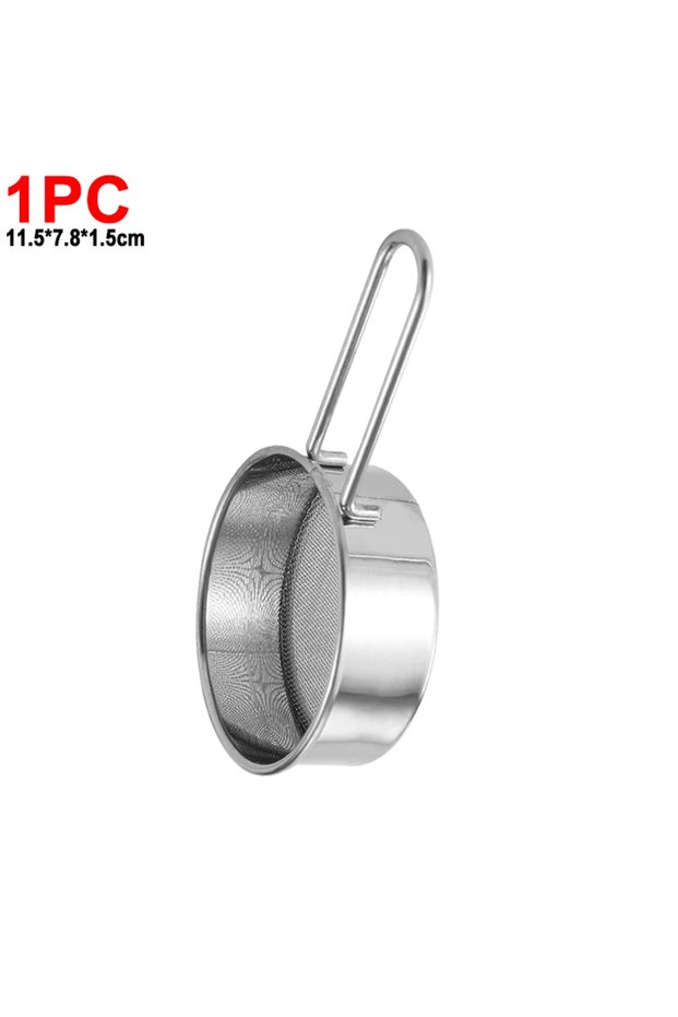 1PC Stainless Steel Flour Sieve Fine Mesh Strainer Baking Flour Sifter with Handle Handheld Coffee P