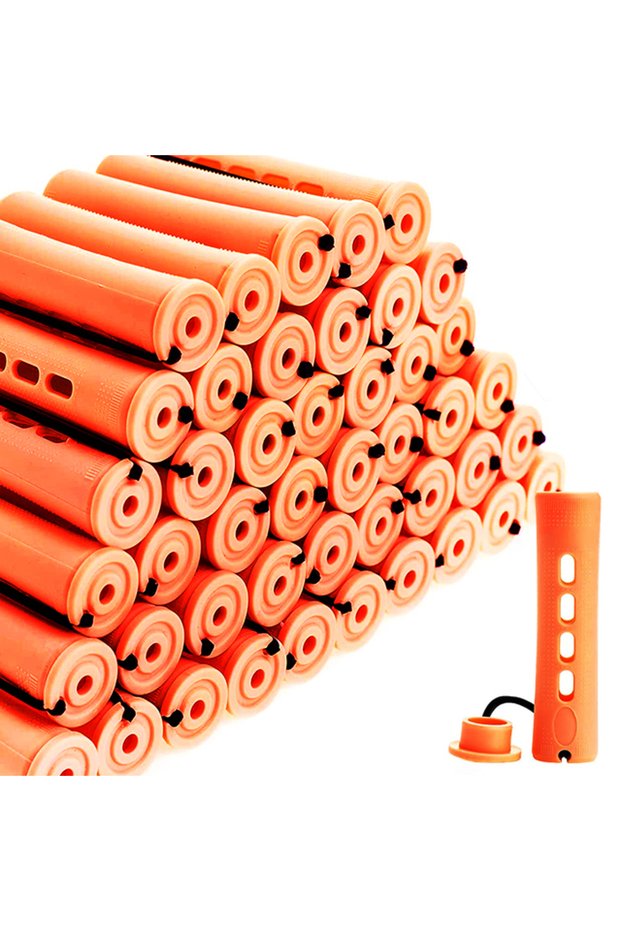 orange Perm Rods and 60 Pieces Hair Rollers with Hair Cold Wave Rods Hair Curler for Women Long Shor