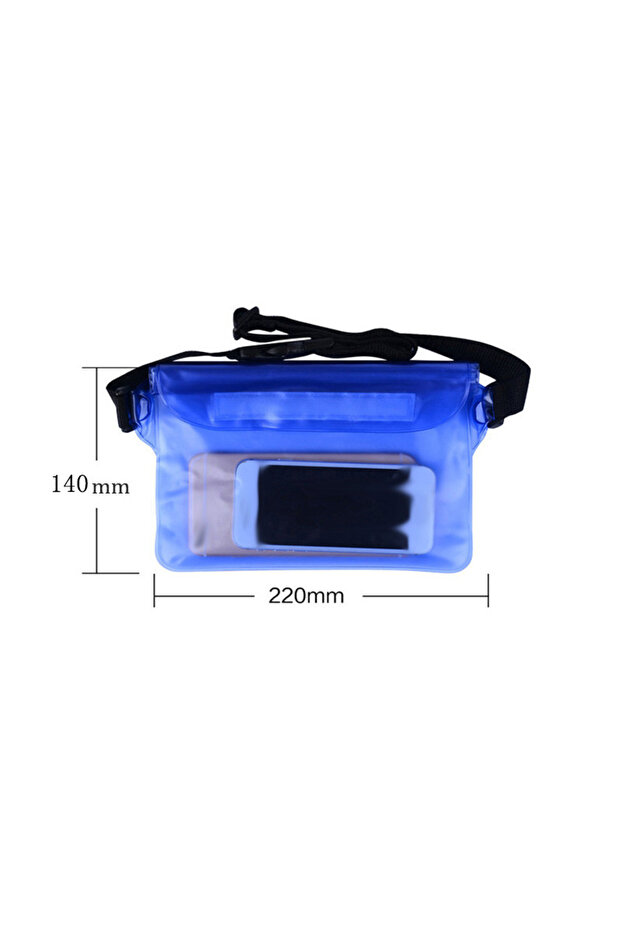 Blue Waterproof Mobile Phone Storage Bag for Swimming, Rafting, and Diving - Keep Your Phone Safe an