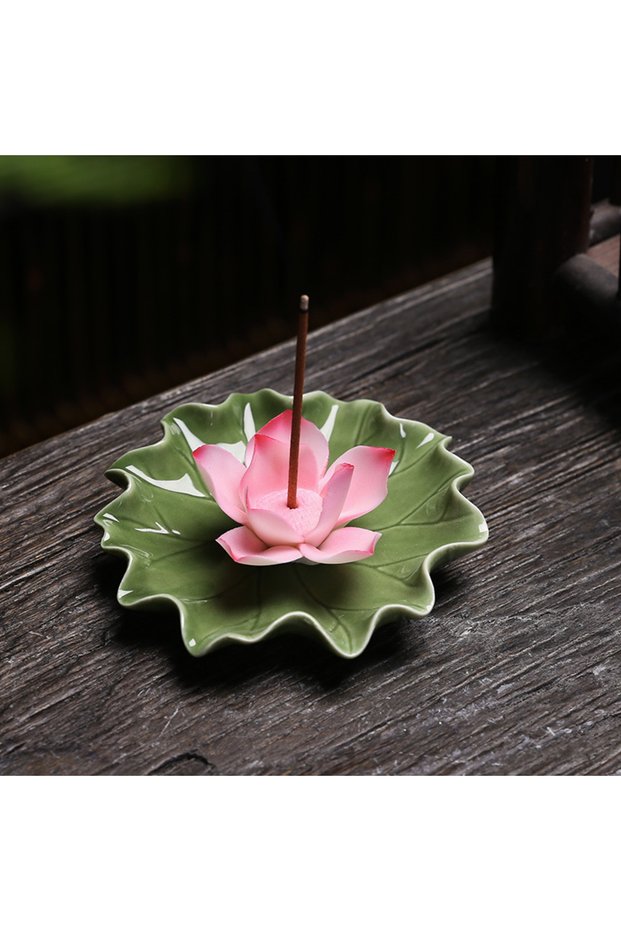 Lotus flower Ceramic handmade imitation floral thread incense tray - Home tea room aroma diffuser lo