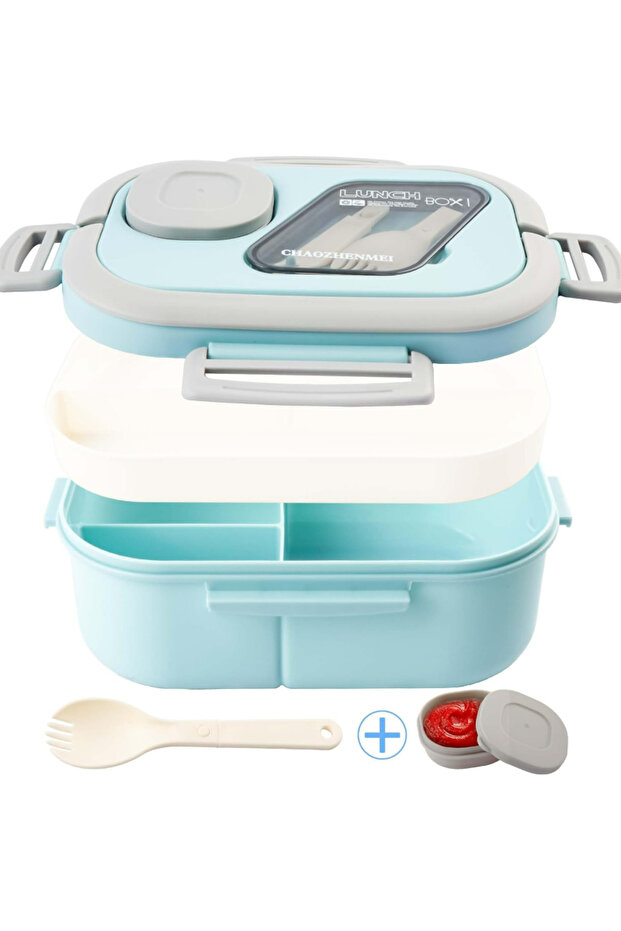 Blue Spacious 40.5 Oz Bpa-Free Bento Lunch Box For Adults - Leakproof, Microwave & Dishwasher Safe W