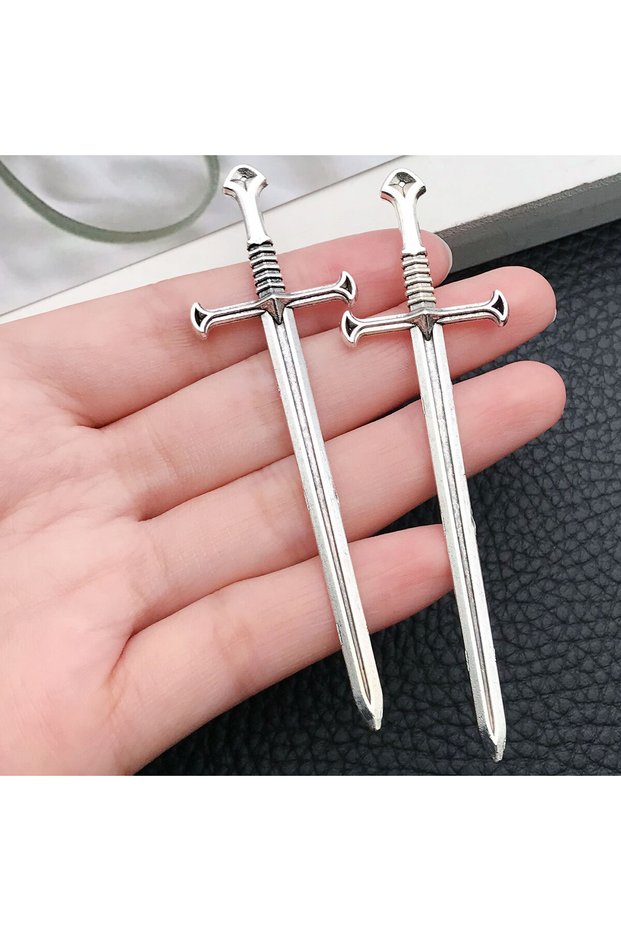 8074-5pcs 5/10-Piece Handmade Jewelry Set - Knight Sword Leather Pendants (Ideal for Crafts & Creati