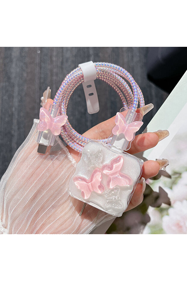 54 Fashion Bowknot Charger Protective Case For iPhone 17 Pro Max 11 16 15 14 13 18W 20W Charger Prot