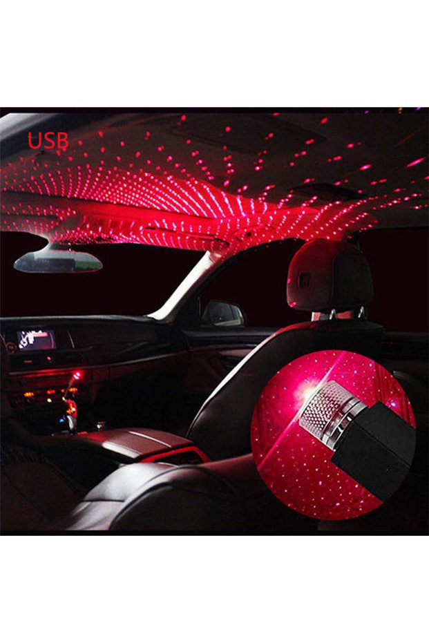 Red Portable Mini Decorative Lamp LED USB Adjustable Wedding Car Interior Ceiling Decor Roof Star Pr