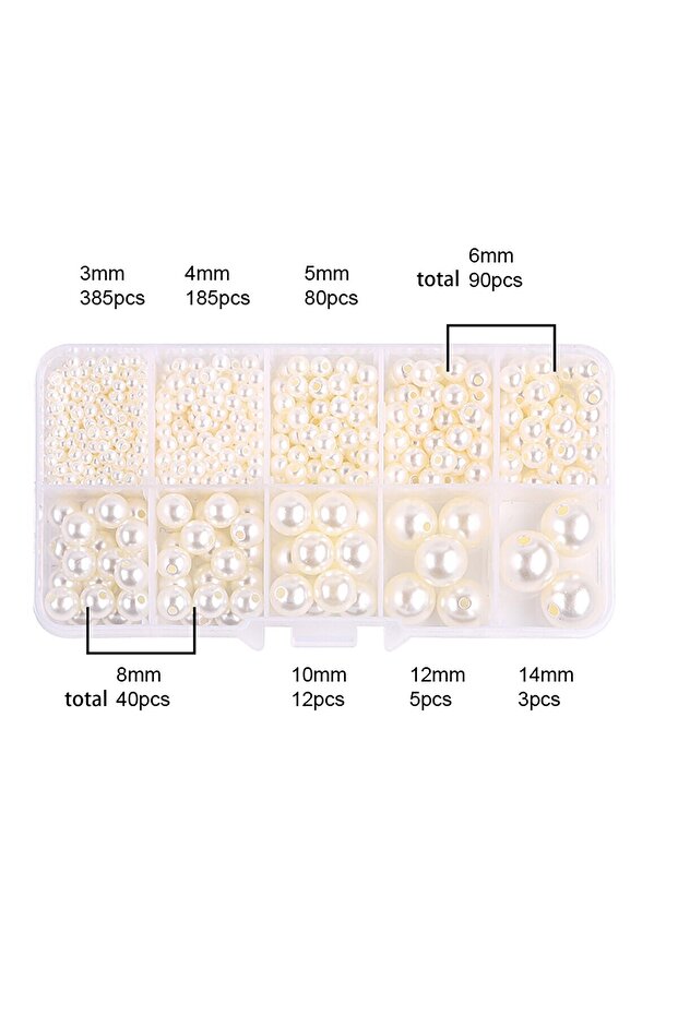 about 800pcs Beige About 800pcs ABS Pearl Set Box Beads DIY Handmade Earrings, Bracelets, Necklaces,