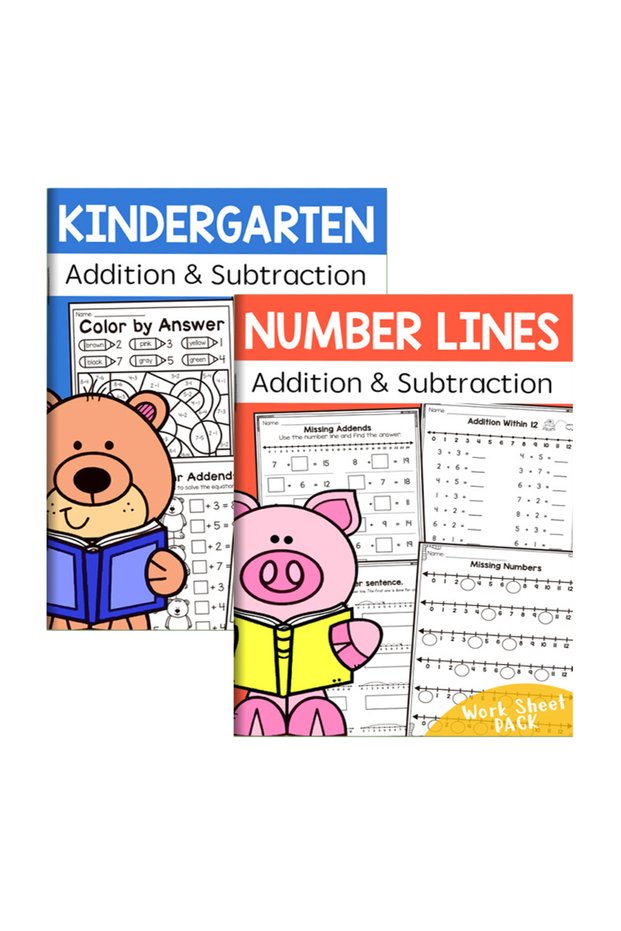 2 Books Fun Educational Activity Book Math Workbook Addition Subtraction Practice Book with Number L
