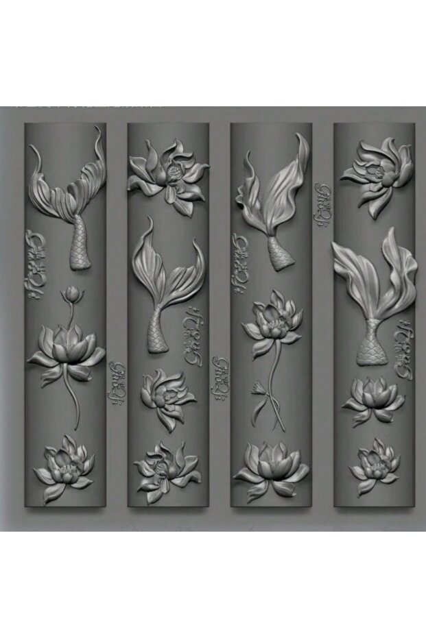 PF-800 3D Silicone Nail Art Mold Mermaid Summer Ocean Shell Pond Goldfish Design for DIY Nail Decora