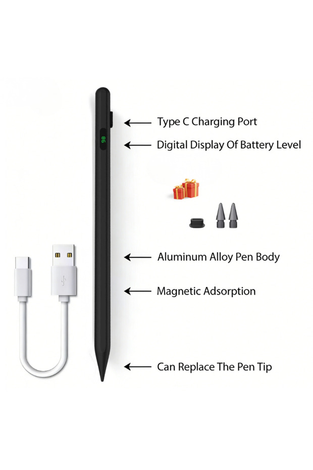 ZP9-AS-black-NEW Stylus Pen for Pencil LED Power Indicators Palm Rejection Touch Pencil for IPad Fr