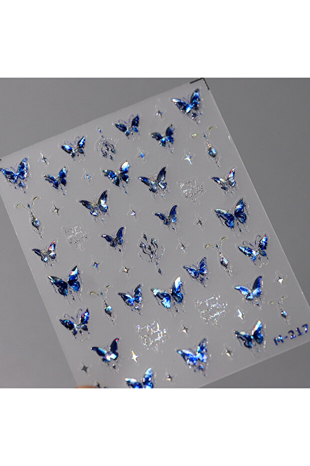 1pcs M-217 1pcs 5D Luxury Glitter Blue Butterfly Nail Art Stickers Retro Luxury Self Adhesi