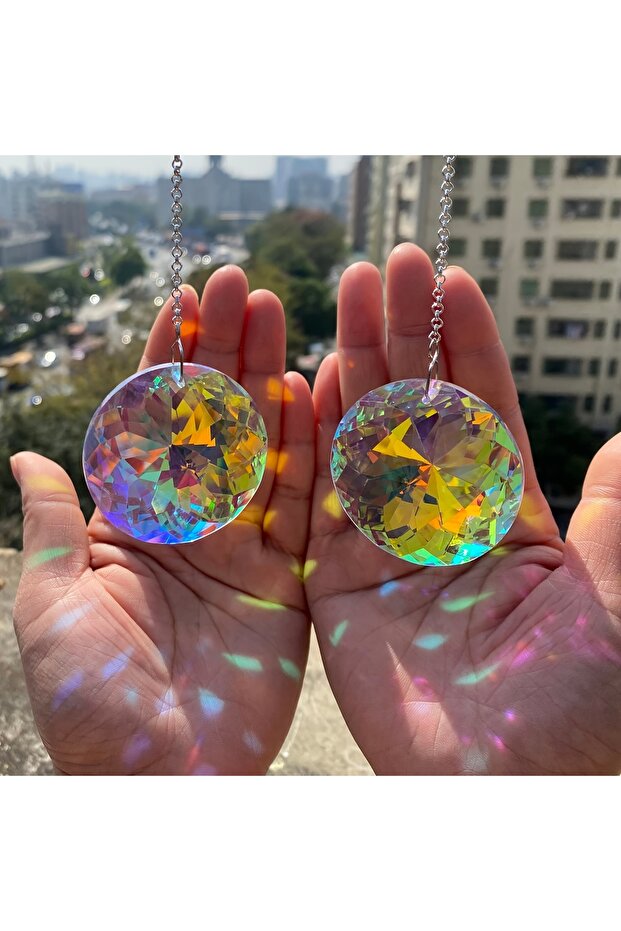 2pcs 2PCS 45mm eight-center eight-arrow crystal solar capture, glass prism hanging solar capture, ra