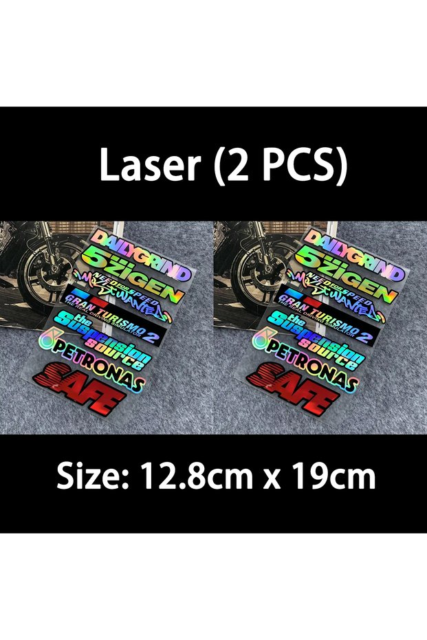 Laser (2 PCS) Laser/Reflective Motorcycle Stickers Moto Side Body Fuel Tank Helmet Vinyl Decal Acces