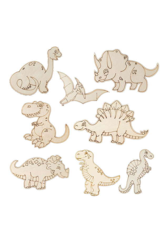 10pcs mixed 10pcs Wooden Dinosaur Crafts DIY Painting Wooden Ornaments For Kids Dinosaur Birthday Pa