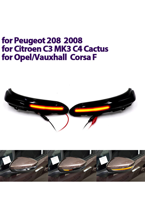 Dynamic LED Turn Signal Light Sequential Rearview Mirror Light For Peugeot 208 2008 12-22 Citroen C3