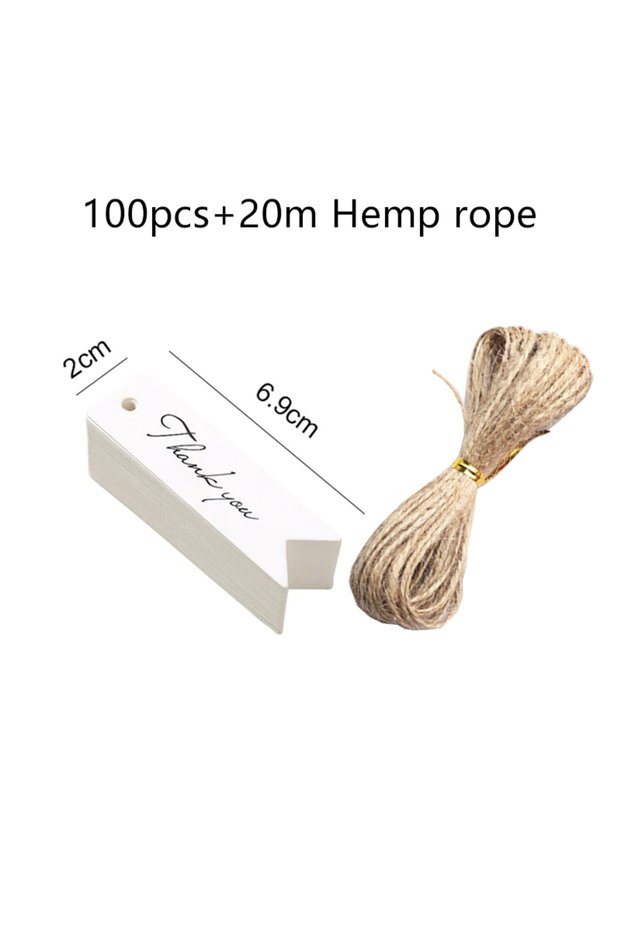 As shown in figure 100TY white 20m 50/100pcs Blank Hang Tags Kraft Paper Holes with Hemp Rope Adjust
