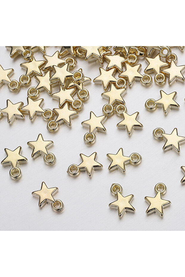 100pcs Gold color 100pcs CCB Star Shaped Acrylic Plastic Bead Pendant for Necklace Bracelet Earrings